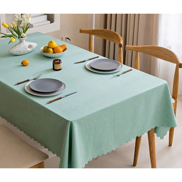 Nvzi Mantel de tela de lino y algodón de color sólido, resistente al agua y al aceite, no lavable, mantel de lujo de alta gama (verde)
