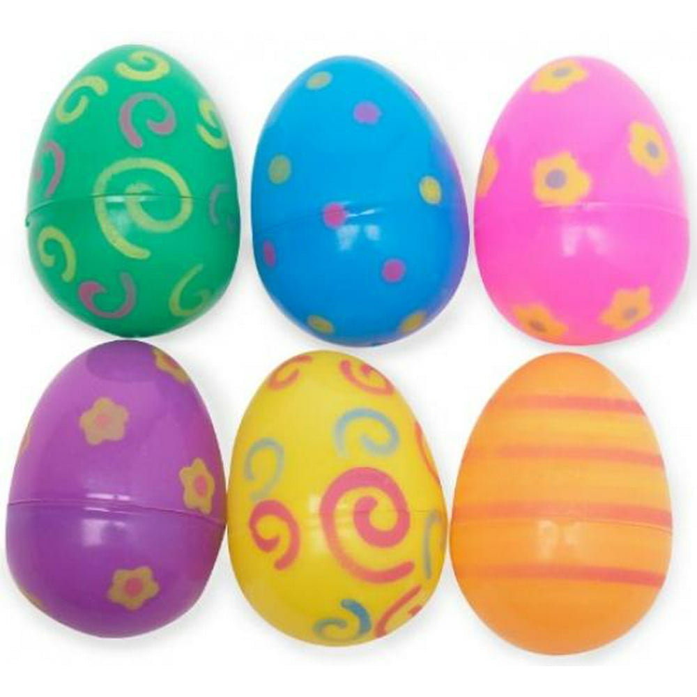 Jumbo Plastic Printed Bright Easter Eggs (12)