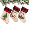thumbnail image 2 of Lubelski Christmas Tree Elk Bird Pattern Hanging Storage Bag Linen Xmas Stocking Decor, 2 of 7