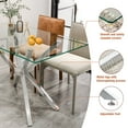 thumbnail image 4 of KATBOC Modern Dining Table Set, 47.24in Tempered Glass Table with 4 Velvet Upholstered Chairs, Cane Back & Chrome Base, Space-Saving Kitchen Set for Small Spaces, 4 of 7