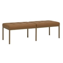 Studio Designs Home Camber Modern Metal and Leather 60 Inch Wide Bench Bronze/Caramel Brown