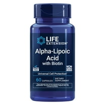 Life Extension Alpha-Lipoic Acid with Biotin, for cell protection, universal antioxidant for liver & nerve health, gluten-free, non-GMO, 60 capsules