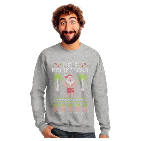 Tstars Mens Ugly Christmas Sweater Mele Kalikimaka Hawaiian Santa Themed Christmas Gift Funny Humor Holiday Shirts Xmas Party Christmas Gifts for Him Sweatshirt Ugly Xmas Sweater