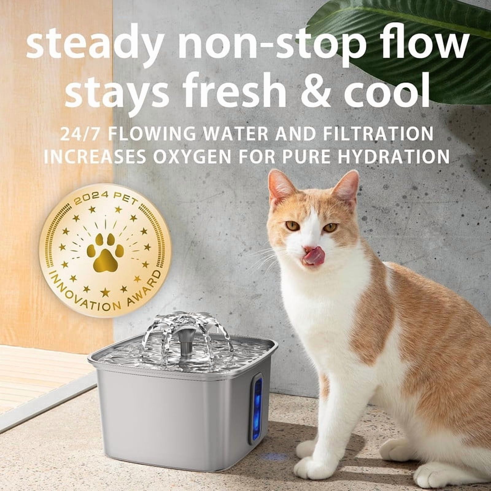 Veken Stainless Steel Automatic Pet Water Fountain photo 5
