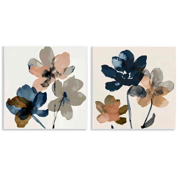Stupell Industries Earthen Blossom Petals Plants & Flowers Painting Unframed Art Print Wall Art, 12 x 12, Set of 2