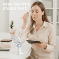 thumbnail image 4 of Portable Handheld Fan, Portable Fan with Base, LED Display, 5-Speed Wind, Foldable Fan, Rechargeable 3 in 1 Handheld/Neck/Desk Fan for Outdoor Indoor, White, 4 of 11