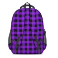 thumbnail image 3 of Purple and Black Checkered Pattern Backpack for School, Cute School Bag with Adjustable Shoulder Straps and Padded Back, 16.9"x12.6"x5.9", 3 of 5
