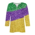 thumbnail image 5 of YUGYXL Summer Plus Size 3/4 Length Sleeve Tshirt for Women Mardi Gras Mask Printed Loose Cozy Costume Trendy Crew Neck Lightweight Tunic Clothes Celebration Tees, 5 of 5