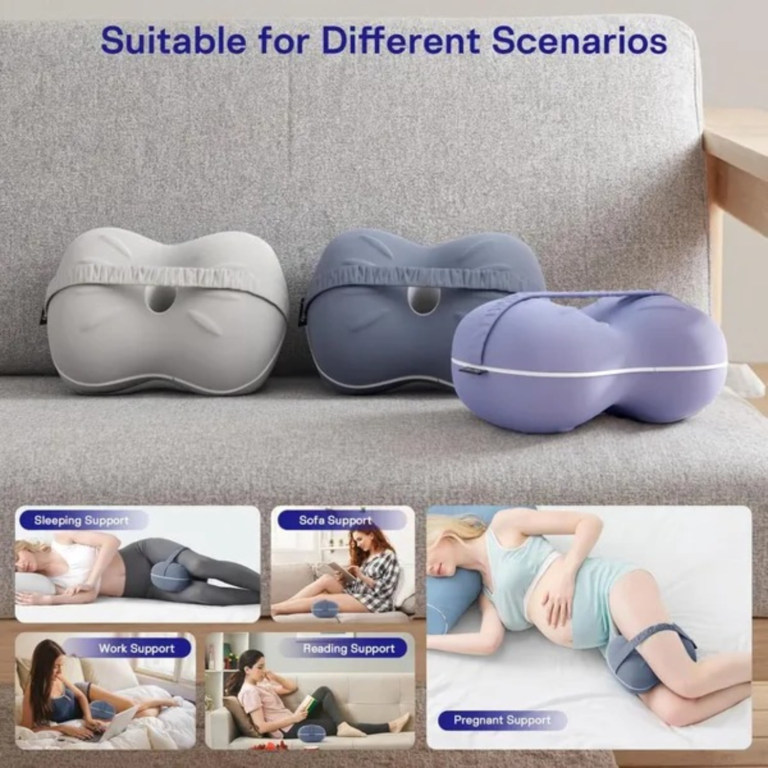 Knee Pillow for Side Sleepers Memory Foam Spine Alignment Pillow for Back Hip Pain Sciatica Pregnancy Surgery Recovery