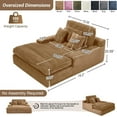 thumbnail image 2 of DEALTOPS Oversized Corduroy Chaise Lounge Sofa, 75.2" Upholstered Couch with Pillows for Living Room & Bedroom, Brown, 2 of 7