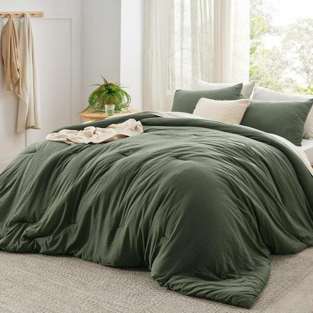 Juego de edredón Bedsure Super King Plus 326 x 305 cm, color verde oscuro