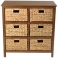 thumbnail image 5 of eHemco 3 Tier X-Side End Storage Cabinet with 6 Water Hyacinth Natural Wicker Baskets, Walnut, 5 of 7