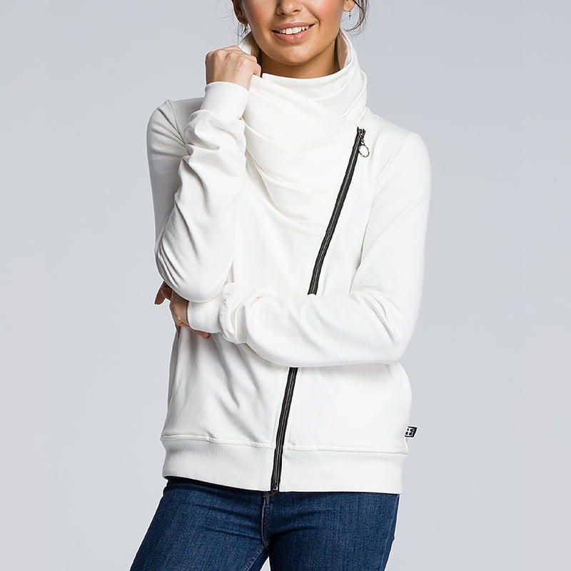 diagonal zip hoodie women's