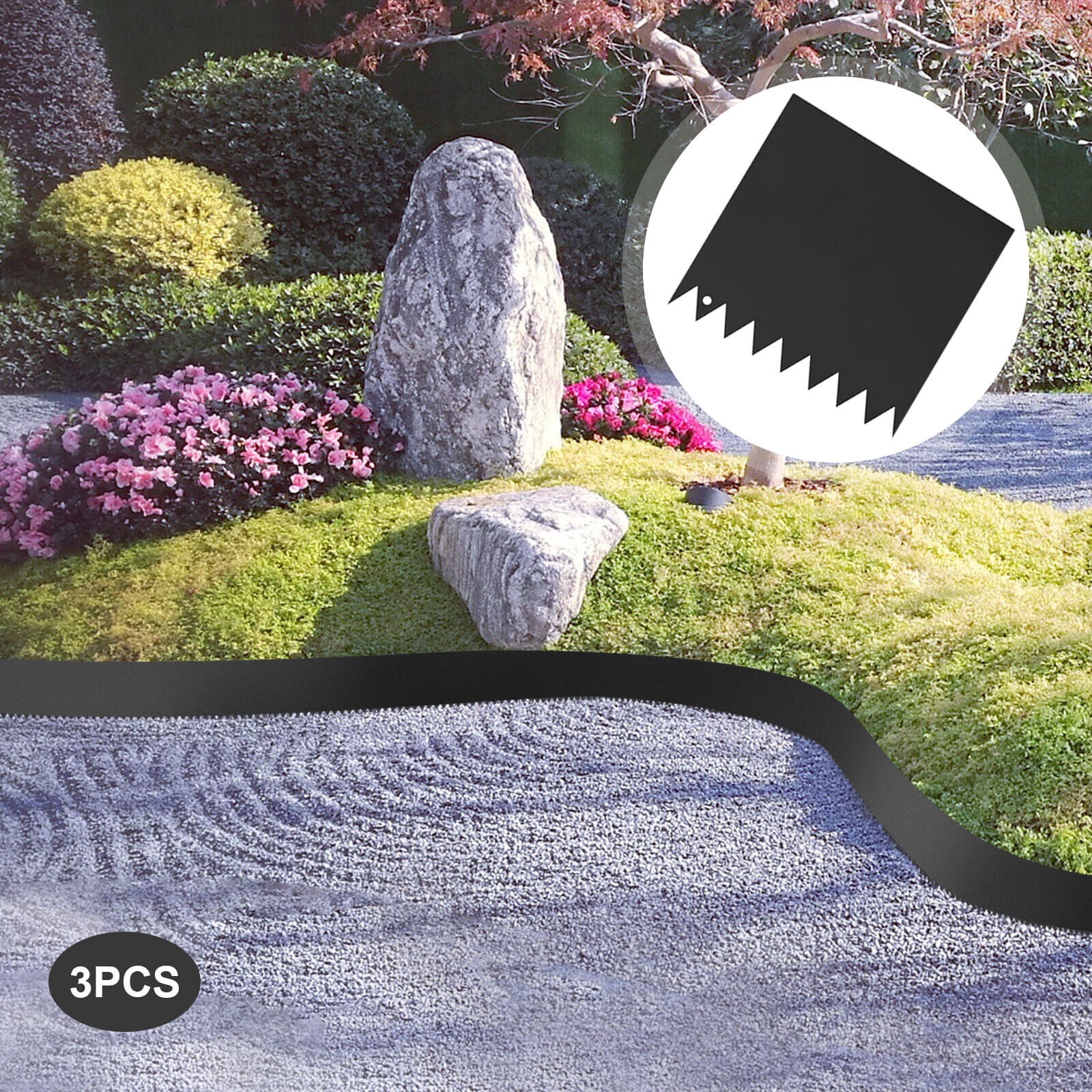3Pcs 9.7ft Metal Landscape Edging Steel Lawn Edging Black Outdoor Yard Barrier