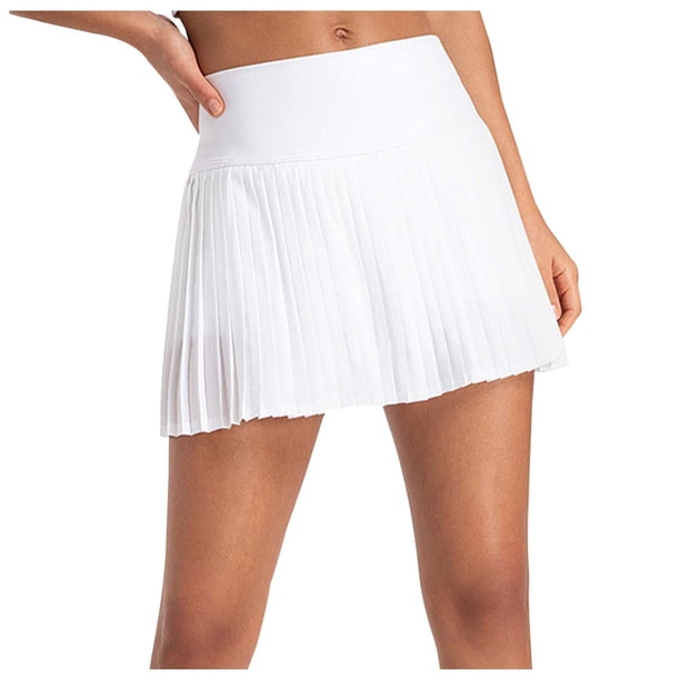 Falda de tenis plisada de cintura alta con bolsillos Ropa deportiva elástica y resistente a las rozaduras para mujer