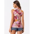 thumbnail image 3 of Camisa hawaiana para mujer Blusa de playa con botones florales tropicales Rosa Oscuro L, 3 of 5