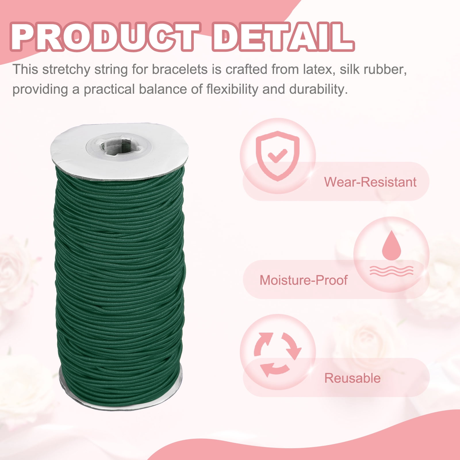 Uxcell Stretchy String for Bracelets, Elastic Crystal Thread Stretch Elastic Beading Cord 2mm & Dark Green-Fitting For(Bracelets/Sewing/Beading/Necklace/Jewelry Making/Crafts DIY)