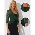 thumbnail image 2 of DARING DIVA Floral Lace Shrugs 3/4 Sleeves Elegant Bolero Cardigan XS Dark Green, 2 of 6