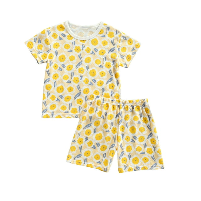 Kmbangi Vêtements de Loisirs pour Tout-Petits, Imprimés, Manches Courtes, Col Rond, Hauts, Shorts