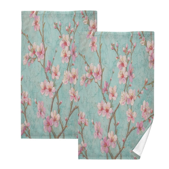 2 Pack 100% Cotton Towels Soft Absorbent Towel Set for Bathroom Beach Sports 16x28in Pink Peach Blossoms