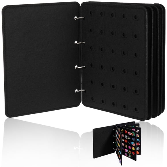 Toystoory Estuche de almacenamiento para pendientes, collares y anillos, libro único, organizador de fieltro de gran capacidad, fácil de usar Almacenamiento y organización del hogar Negro