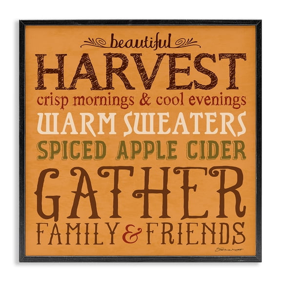 Stupell Industries Rustic Lodge Beautiful Harvest Fall Seasonal Black Framed Giclee Art, 12 x 12, by Stephanie Workman Marrott