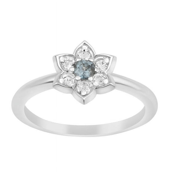 0.10 Ctw Round Shape London Blue Topaz 925 Sterling Silver Halo Engagement Women Ring