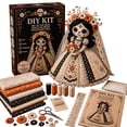 thumbnail image 2 of Butterfly Sugar Skull Patchwork Doll DIY Sewing Kit, Complete Fabric Embroidery Craft Set with All Supplies for Adult Handmade Day of The Dead Decor Gift 20cm, 2 of 4