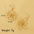 thumbnail image 6 of Exaggerated Hollow Flower Drop Dangle Earrings for Women Silver Gold-Toned Big Handmade Filigree Lotus Statement Dangling Fish Hook Earring Lightweight Fashion Floral Holiday Jewelry for Mother, 6 of 12
