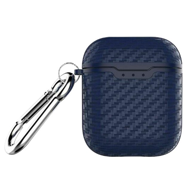 Reemplazo del protector de la cubierta de silicona de los auriculares Bluetooth de fibra de carbono para auriculares Airpods 1/2, azul Vogacara EL001778-04
