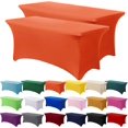 thumbnail image 1 of GFDYREE 2 Pack 6ft Stretch Spandex Orange Table Cover for Standard Folding Tables - Universal Rectangular Fitted Tablecloth Protector for Wedding, Banquet and Party, 1 of 7
