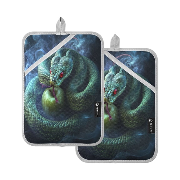 BZSMCE Pot Holder Oven Mitts Cooking baking Grenn Snake Creative Pattern Size:7x9.8in