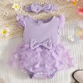 thumbnail image 2 of CAICJ98 Baby Girl Summer Clothes Cute Newborn Infant Girl Outfits Ruffle Sleeveless Lace One Piece Romper + Headband 2pcs Set (Light Purple,3-6 Months), 2 of 6