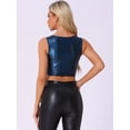 thumbnail image 4 of DARING DIVA Women's U Neck Sleeveless Clubwear Metallic Crop Top XS Dark Blue, 4 of 6
