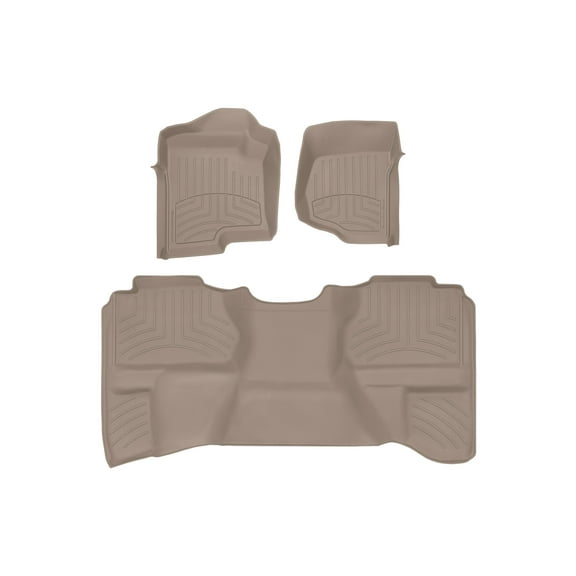 WeatherTech FloorLiner HP Custom Fit Floor Mats compatible with Silverado 2500HD/3500HD, Silverado 1500, Sierra 2500HD/3500HD, Silverado, Sierra 1500, Sierra - 1st & 2nd Row, Tan