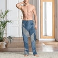 thumbnail image 2 of Vsdgher Cozy Knitted Blue Chevron Mens Pajama Pants Sleep & Lounge Pants, PJ Pants-Small, 2 of 6