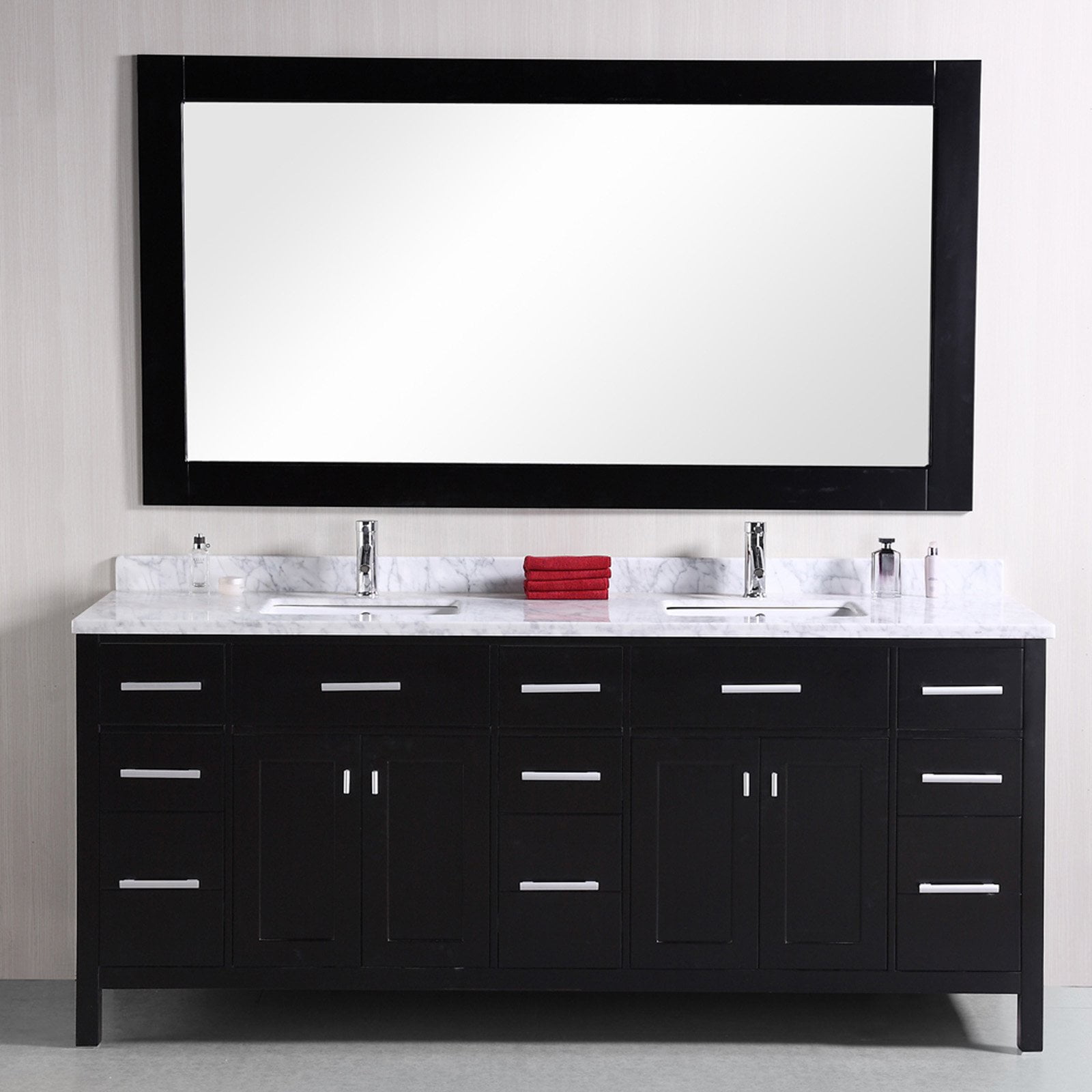 Design Element London 78" Double Sink Bathroom Vanity Set in Espresso