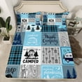 thumbnail image 2 of YST Kids Camper Bedding Set Twin Happy Camping Sheet Set Rv Bunk Accessories Bed Sheets For Travel Trailers,Blue Grey Rustic Buffalo Plaid Fitted Sheet + Flat Sheet + 1 Pillow Case, 2 of 5