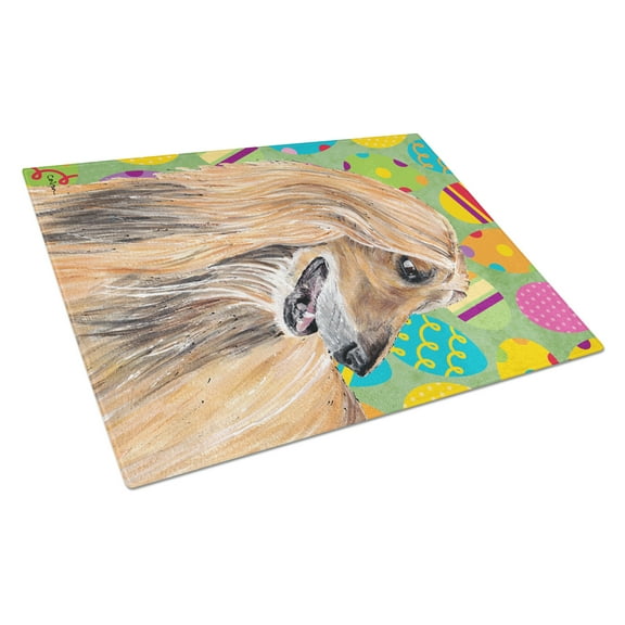 Caroline's Treasures Afghan Hound Easter Eggtravaganza Glass Cutting Board Large Size