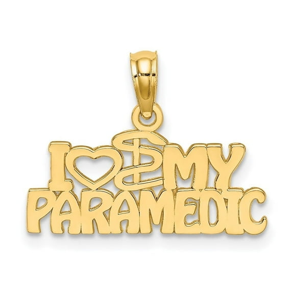 Auriga Fine Jewelry 14K Yellow Gold I Heart My Paramedic Charm Pendant (L- 8.8 mm,W-20.3 mm) for Women