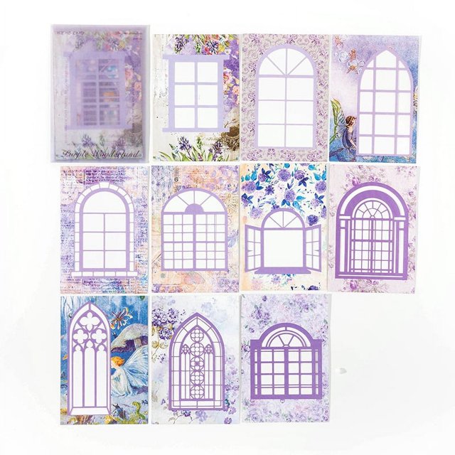 10pcs Dreamy Flower Window Series - Vintage Background Paper for DIY Diary Labels & Decoration