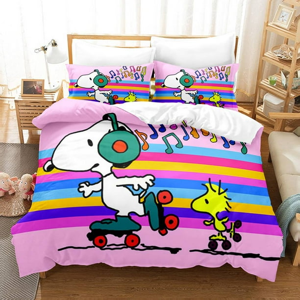 GP1 Snoopy 3 En 1 Juego De Ropa De Cama Sábana Edredón Funda De Dormitorio Lavable Cómodo Traje De Casa PG1