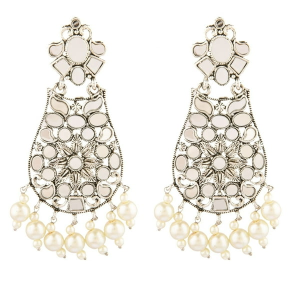 Efulgenz Indian Jewellery Bollywood Crystal Jhumka Jhumki Half Hoop Dangle Earrings for Women, Pink