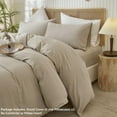 thumbnail image 3 of Washed Cotton Duvet Cover Set Linen Feel Natural Wrinkle Lightweight Comfy (King  Linen), 3 of 6