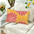 thumbnail image 4 of Welcome Flowers Throw Pillow Covers 12x20 Inch Yellow Orange Red Dahlia Floral Leaves Home Decor Throw Waist Pillow Cover Cushion Cases Cotton Linen Rectangular Pillow Case for Sofa Couch, 4 of 6