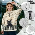 thumbnail image 6 of Uourmeti Music Note Black Cat Quarter Zip Up Sweatshirts for Girls Teens Half Zipper Pullover Sweatshirts Soft Lightweight Comfy Casual Fall Winter Size 9-10, 6 of 7