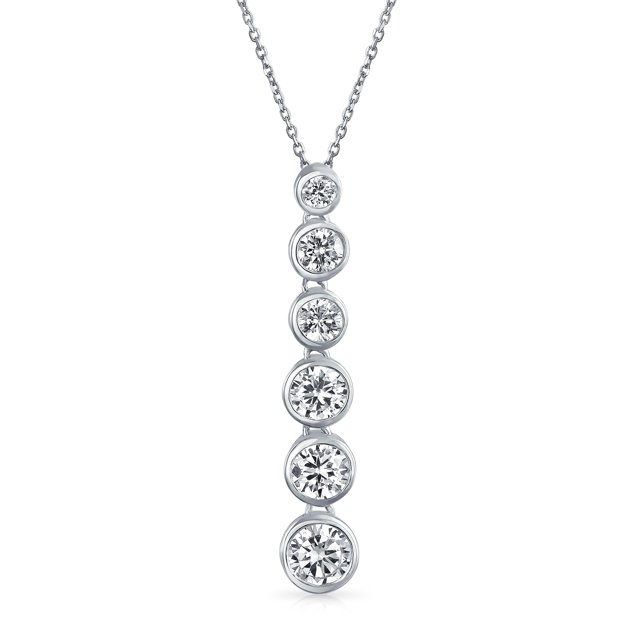 Pendentif Design Géométrique Gradué en Forme de Goutte en Argent Sterling AAA CZ pour Mariage, Bal, Zircon Cubique Rond