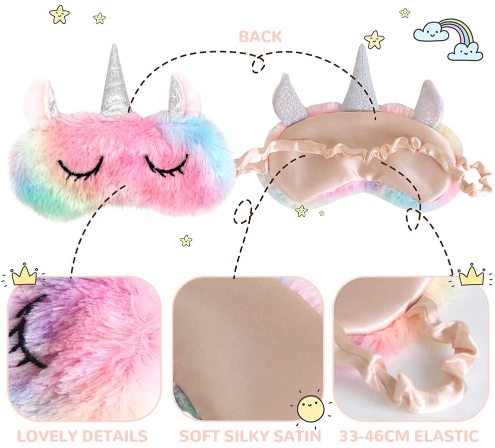 Oreiller De Voyage Enfant Licorne - Mémoire De Forme, Avec Masque Et Bouchons - Pour Avion, Voiture - 10