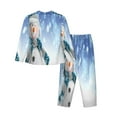 thumbnail image 2 of Disketp Pajamas Set Long Sleeve Sleepwear Womens Button Down Nightwear Pj Sets-Christmas Snowman In The Snow, 2 of 9