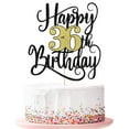 thumbnail image 1 of Decoración para tarta de feliz cumpleaños número 36, decoración para tarta de fiesta de cumpleaños 36 (destellos negros y dorados 36), 1 of 7